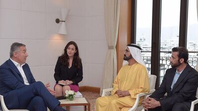 Sheikh Mohammed bin Rashid meets Milo Dukanovic. Wam