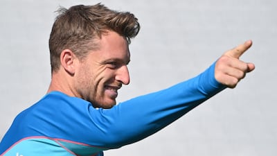 England's Jos Buttler arrives for a training session at Trent Bridge Cricket Ground.