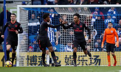 Pierre-Emerick Aubameyang was on the scoresheet for Arsenal at Brighton and he will look to add to his goal tally against Watford. Eddie Keogh / Reuters
