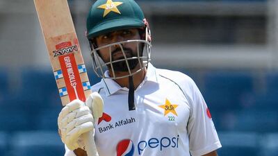 Babar Azam of Pakistan celebrates his half century. AFP