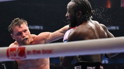 Canelo Alvarez throws a jab at Terence Crawford. AP