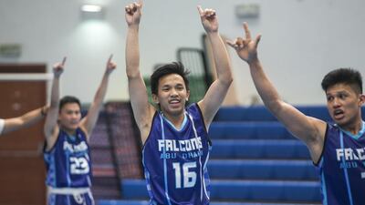 United Goal Sports League: Falcons vs Boxer. The final score was 73-69. Mona Al Marzooqi / The National