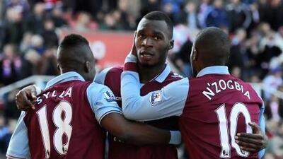 Christian Benteke, centre, will remain at Aston Villa after signing a new contract, while Charles N'Zogbia's days, right, seem to be numbered at Villa Park. Simon Bellis / AP Photo