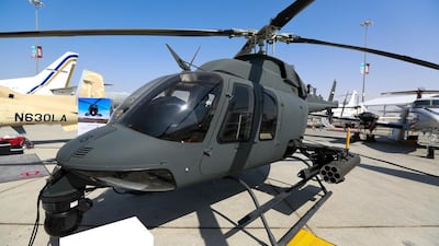 Above, an 407MRH Light attack Helicopter by NorthStar Aviation. Victor Besa for The National