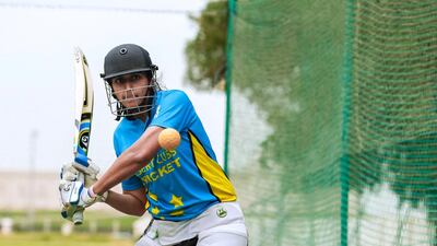Esha Oza, 19, is a member of the UAE team travelling to the Women’s World Twenty20 Cup Qualifier in the Netherlands. She was the top scorer in the UAE Women’s T20 National League. Victor Besa / The National