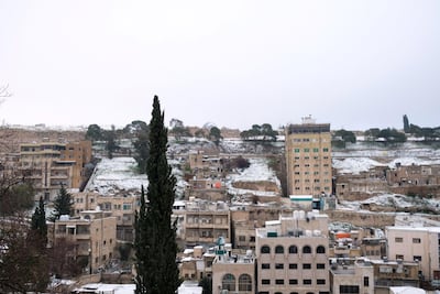 Snow in Jabal Al Weibdeh in Amman, jordan. Amy McConaghy / The National