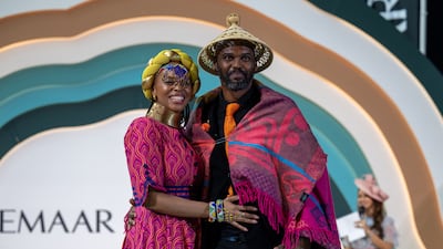 Nelisa and Thaabe Rambina share the Best Traditional Outfit prize. Photo: Dubai Racing