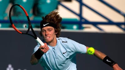 Russia's Andrey Rublev beat Spain's Pablo Carreno Busta 6-4, 6-2 in their fifth place play-off at the Mubadala World Tennis Championship at International Tennis Stadium at Zayed Sports City. Nezar Balout / AFP
