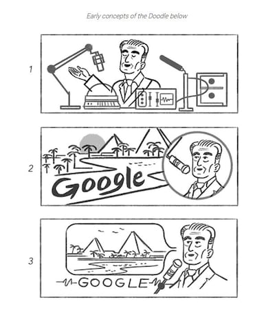 Concept sketches of the doodle. Courtesy Google