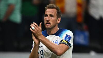 Harry Kane applauds supporters at the end of the match against USA at the Al Bayt. AFP
