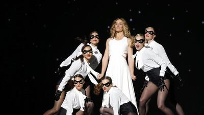Belgian actress Cecile De France, centre, performs. Ian Langsdon / EPA