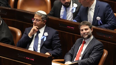 Israeli ministers Itamar Ben-Gvir, left, and Bezalel Smotrich have become notorious for their brazen anti-Palestinian remarks. EPA