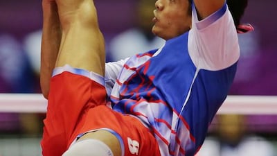 Malaysia’s Khairol Zaman in action during the semi final. Asia Sports Ventures / Action Images via Reuters