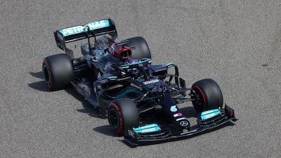 Mercedes' British driver Lewis Hamilton drives during the second practice session. AFP