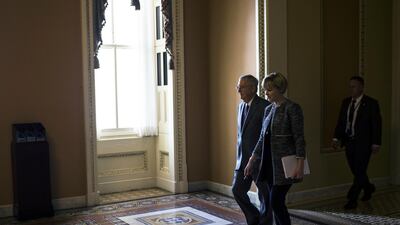Mitch McConnell leaves the Senate chamber after it blocked a bipartisan proposal to protect young undocumented immigrants from deportation. Zach Gibson/Bloomberg