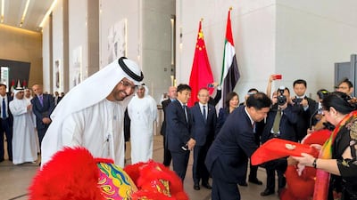 Dr Sultan Al Jaber (centre) the chief executive of Adnoc Group. BGP, a subsidiary of state-owned CNPC, was awarded contracts for seismic surveys onshore and offshore the emirate, Adnoc said. Credit: Adnoc