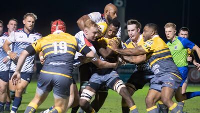 Jebel Ali Dragons thrashed Dubai Hurricanes 40-15 in November in the teams' most recent game. Ruel Pableo for The National