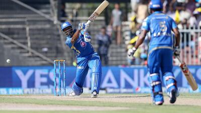 Kieron Pollard was the hero for Mumbai Indians in the 2013 Indian Premier League final. Pawan Singh / The National