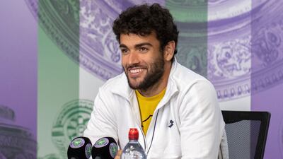 Italy's Matteo Berrettini attends a press conference.