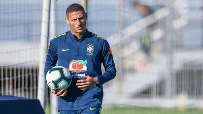 Brazil forward Richarlison takes part in a training session. Getty Images