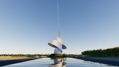 The Scroll is a sculpture that has been designed by British artist Gerry Judah, and inspired by ancient Arabic scrolls. Courtesy Foster + Partners