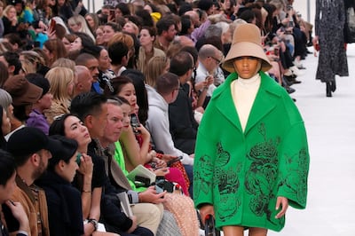 A model presents a creation by designer Pierpaolo Piccioli as part of his autumn/winter 2019/2020 women's ready-to-wear collection. Reuters