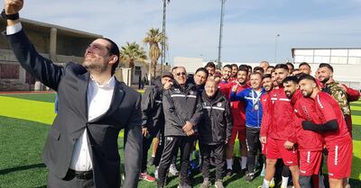 Saad Hariri meets with the Lebanese national football team. January 4 2019. Photo: Dalati and Nohra