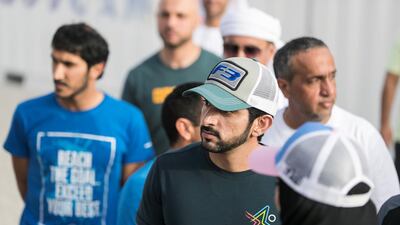 The Crown Prince of Dubai, Sheikh Hamdan bin Mohammed, on the first day of Dubai Government Games in Kite Beach, Dubai, UAE, on May 9, 2018. Reem Mohammed / The National