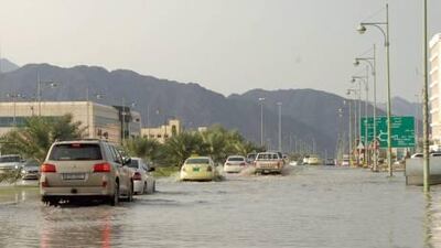 The rainstorm in Fujairah lasted for about 40 minutes flooding the streets in the Emirate yesterday afternoon