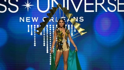 Miss Lebanon Yasmina Zaytoun during the 71st Miss Universe national costume round at New Orleans Morial Convention Centre on January 11, 2023 in Louisiana. AFP