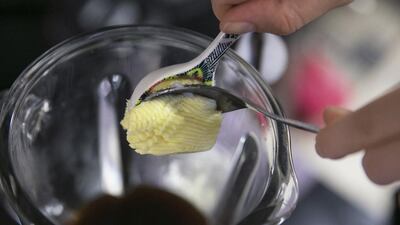Step 6: You can add as little as one and as many as two tablespoons of the unsalted, organic butter into the blender. Start with just one, as it will be very rich for first-timers. Too much fat can make you nauseous. Silvia Razgova / The National