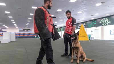 First Sergeant Mohammed Abdul Fattha trains with Togo, a Belgian Malinois. All photos: Antonie Robertson/The National