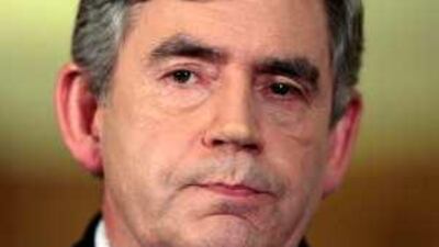 Gordon Brown, the British prime minister, speaks to the media in London yesterday.