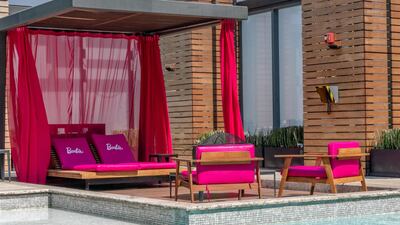 The pink poolside cabana at the Hilton Mexico City Santa Fe. Courtesy Hilton Hotels & Resorts
