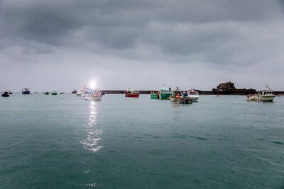 Up to 80 French fishing boats sailed to St Helier Harbour on May 6, 2021, to protest against new fishing licences issued last Friday by Jersey, a British island territory. Getty