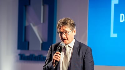 The National's London Bureau Chief Damien McElroy speaks at the event.