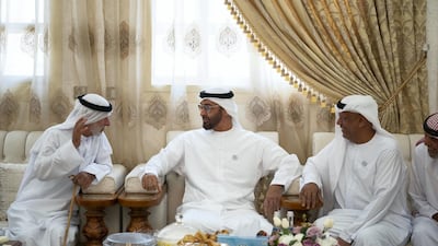 Sheikh Mohamed bin Zayed, Crown Prince of Abu Dhabi and Deputy Supreme Commander of the UAE Armed Forces (2nd L) attends a lunch reception hosted by Mohamed Bakheet Al Ketbi (3rd L). Mohamed Al Hammadi / Crown Prince Court - Abu Dhabi