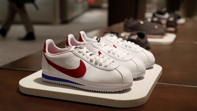Nike shoes on display at a Nordstrom store in New York. The sportswear giant has accused rival Skechers of copying some of its designs. Reuters.
