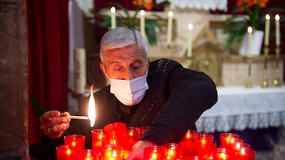 Candles are lit for the 'El Ensogado' procession in the northern Spanish village of Sietamo. AFP
