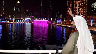 Sheikh Mohammed bin Rashid, Vice President and Ruler of Dubai, inaugurates the Dubai canal on Wednesday. Courtesy Dubai Media Office