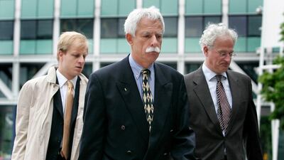 Col Thom Karremans (C) , the former commander of the United Nations Dutch battalion in Srebrenica, arrives at the International Criminal Tribunal for the former Yugoslavia (ICTY) in The Hague, The Netherlands, 16 June 2005. EPA