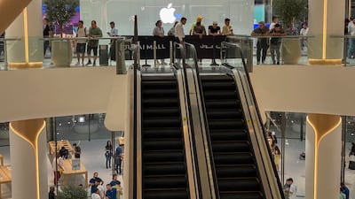 People queue for the iPhone 15 at Mall of the Emirates in Dubai. Antonie Robertson / The National