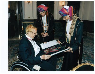 From left, late director Franco Zeffirelli meets Oman's late ruler Sultan Qaboos at the inauguration of the Royal Opera House Muscat in 2011. Courtesy Royal Opera House Muscat