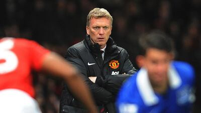 Manchester United manager David Moyes shows his concern during the English Premier League defeat to Everton at Old Trafford on Wednesday. Peter Powell / EPA