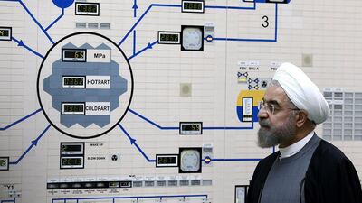 Iranian President Hassan Rouhani visiting the Bushehr nuclear power plant in southern Iran. EPA