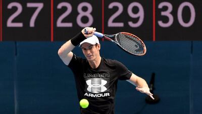 Andy Murray hits a forehand during a training session. William West / AFP