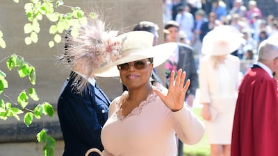 Oprah Winfrey wears blush pink Stella McCartney to arrive at St George's Chapel at Windsor Castle before the wedding of Prince Harry to Meghan Markle in Windsor, England on May 19, 2018. Getty Images