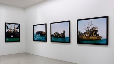Exhibition views of Shipwrecks: The Death of a Journey, at Mennour, Paris