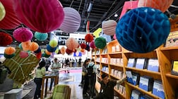 People attend the Frankfurt Book Fair, in Germany. AFP
