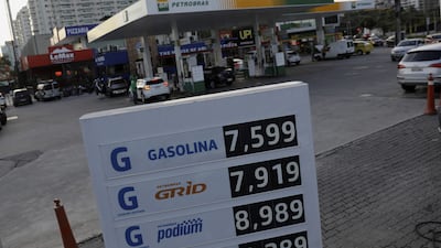 Gasoline prices are displayed at a Petrobras gas station in Rio de Janeiro, Brazil. Latin American countries are largely importers of gas and thus are not benefiting much from the current high international prices for liquefied natural gas. Reuters